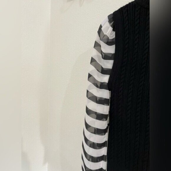 Anthropologie Puff Sleeve Cable Knit Sweater Feminine Ruffle Dainty Preppy Lace - Picture 7 of 8